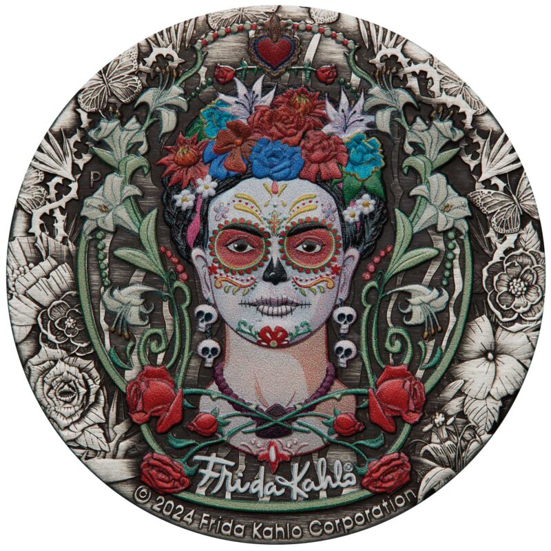 Frida Kahlo 2024 – 2oz Silver Antiqued Coloured Coin