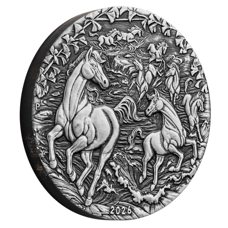 Lunar III – Rok Konia 2026 – 2 oz Antique Finish