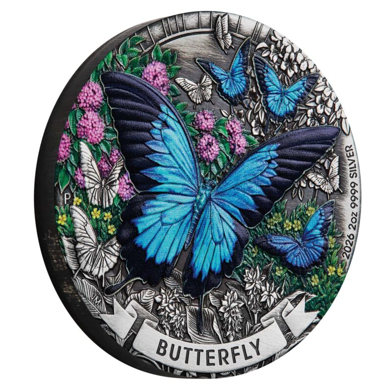 Butterfly/Motyl srebrna moneta kolorowana 2026 – 2 uncje srebra