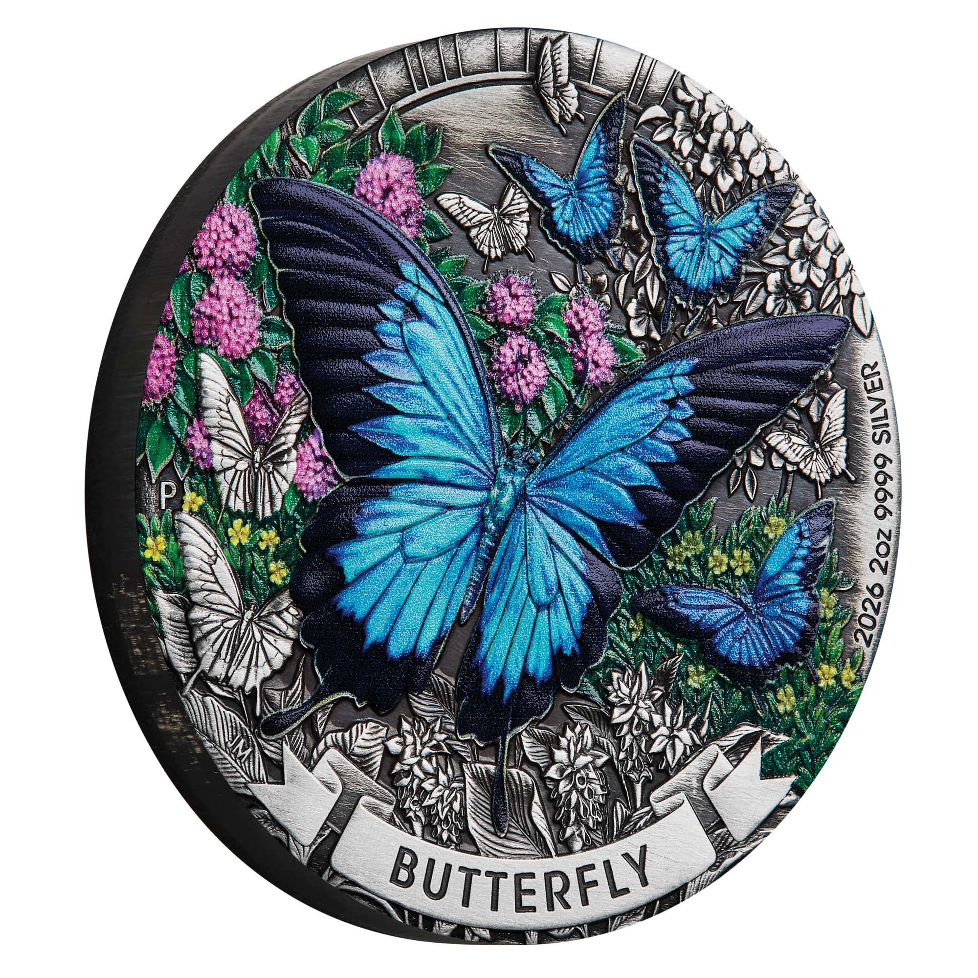 Butterfly/Motyl srebrna moneta kolorowana 2026 - 2 uncje srebra